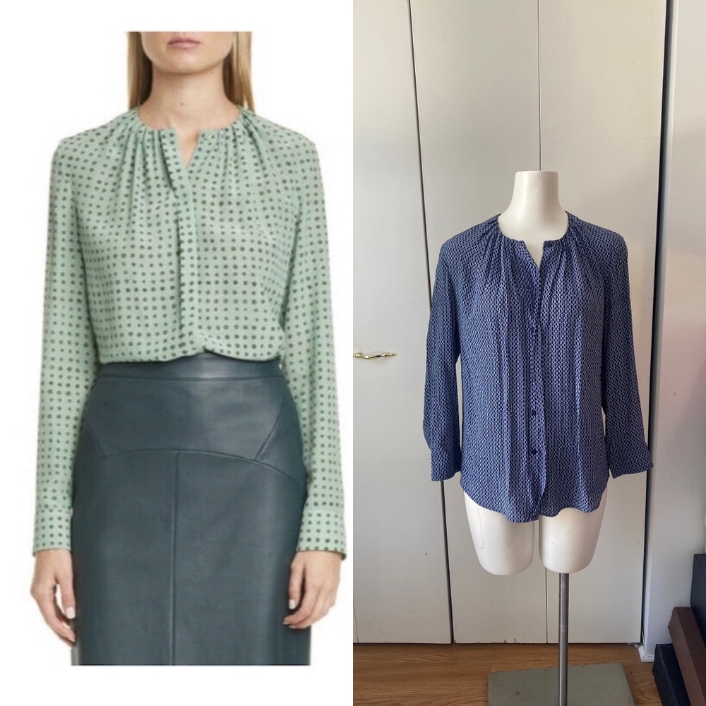 Hugo Boss Banora Monogram Print Silk Blouse